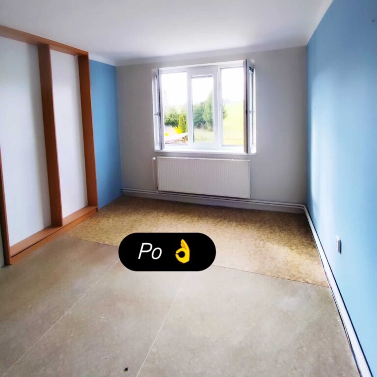Výmalba obývacího pokoje a ložnice v Praskolesích na Berounsku