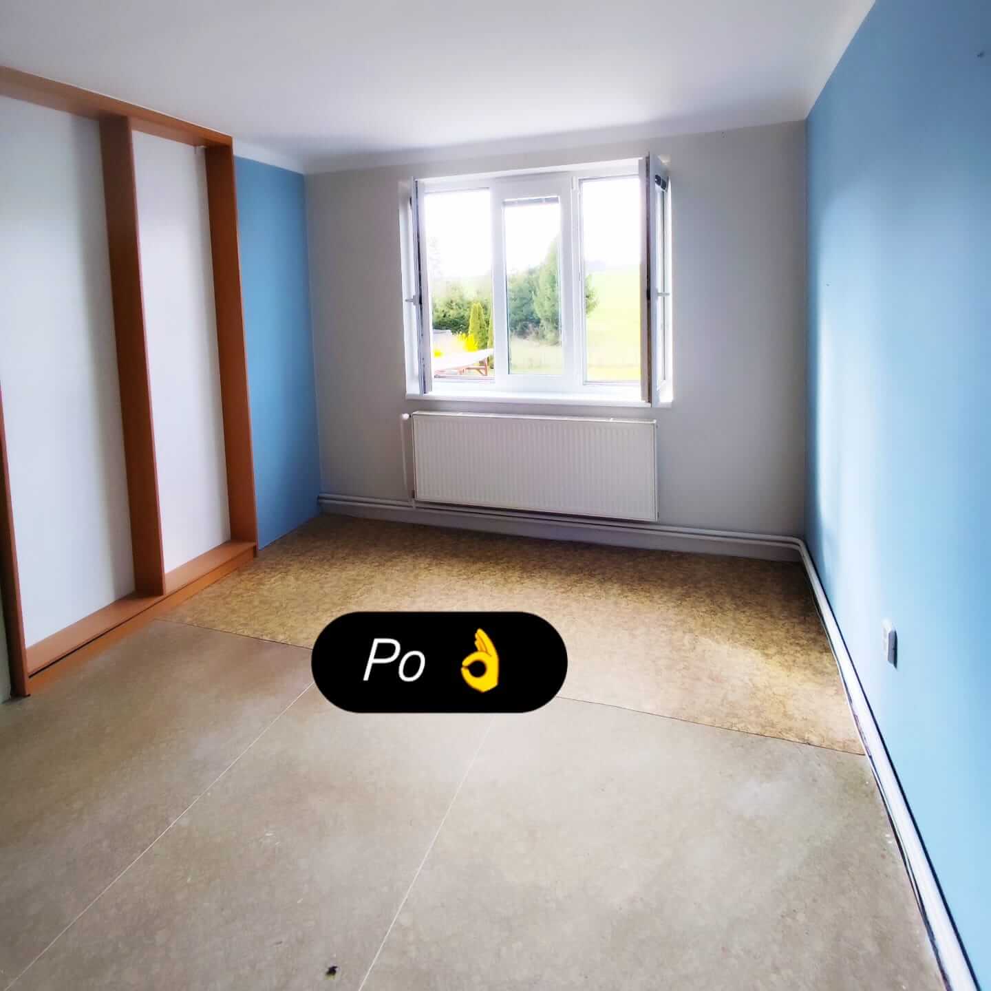Výmalba obývacího pokoje a ložnice v Praskolesích na Berounsku